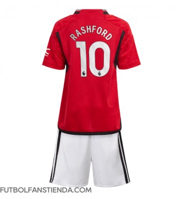 Manchester United Marcus Rashford #10 Primera Equipación Niños 2023-24 Manga Corta (+ Pantalones cortos)